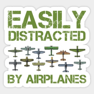 Easily Distracted By Airplanes, Vintage Aircraft Sticker